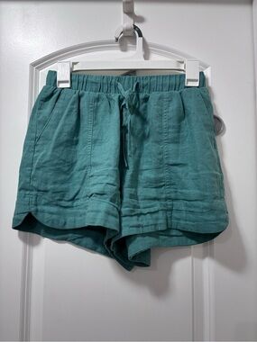 Universal Thread Teal Drawstring Linen-Blend Athletic Shorts